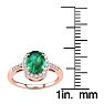 1 Carat Oval Shape Emerald and Halo Diamond Ring In 14K Rose Gold Image-5