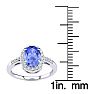 1 Carat Oval Shape Tanzanite and Halo Diamond Ring In 14K White Gold Image-5