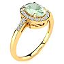 3/4 Carat Oval Shape Green Amethyst and Halo Diamond Ring In 14K Yellow Gold Image-2