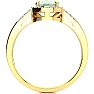 3/4 Carat Oval Shape Green Amethyst and Halo Diamond Ring In 14K Yellow Gold Image-3