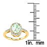 3/4 Carat Oval Shape Green Amethyst and Halo Diamond Ring In 14K Yellow Gold Image-5