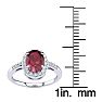 1 Carat Oval Shape Ruby and Halo Diamond Ring In 14K White Gold Image-5