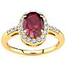 1 Carat Oval Shape Ruby and Halo Diamond Ring In 14K Yellow Gold Image-1