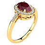 1 Carat Oval Shape Ruby and Halo Diamond Ring In 14K Yellow Gold Image-2