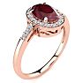 1 Carat Oval Shape Ruby and Halo Diamond Ring In 14K Rose Gold Image-2