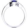1 Carat Oval Shape Sapphire and Halo Diamond Ring In 14K White Gold Image-3