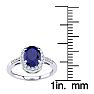 1 Carat Oval Shape Sapphire and Halo Diamond Ring In 14K White Gold Image-5