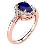 1 Carat Oval Shape Sapphire and Halo Diamond Ring In 14K Rose Gold Image-2