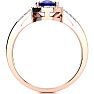 1 Carat Oval Shape Sapphire and Halo Diamond Ring In 14K Rose Gold Image-3