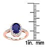 1 Carat Oval Shape Sapphire and Halo Diamond Ring In 14K Rose Gold Image-5