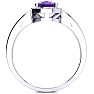 3/4 Carat Oval Shape Amethyst and Halo Diamond Ring In 14K White Gold Image-3