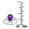 3/4 Carat Oval Shape Amethyst and Halo Diamond Ring In 14K White Gold Image-5