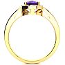 3/4 Carat Oval Shape Amethyst and Halo Diamond Ring In 14K Yellow Gold Image-3