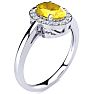 1/2 Carat Oval Shape Citrine and Halo Diamond Ring In 14K White Gold
 Image-2