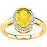 1/2 Carat Oval Shape Citrine and Halo Diamond Ring In 14K Yellow Gold
 Image-1