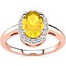 1/2 Carat Oval Shape Citrine and Halo Diamond Ring In 14K Rose Gold
 Image-1