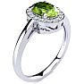 1 Carat Oval Shape Peridot and Halo Diamond Ring In 14K White Gold
 Image-2