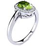 1 Carat Oval Shape Peridot and Halo Diamond Ring In 14K White Gold
 Image-2