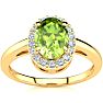 1 Carat Oval Shape Peridot and Halo Diamond Ring In 14K Yellow Gold
 Image-1