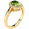 1 Carat Oval Shape Peridot and Halo Diamond Ring In 14K Yellow Gold
 Image-2