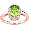 1 Carat Oval Shape Peridot and Halo Diamond Ring In 14K Rose Gold
 Image-1