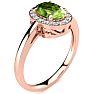 1 Carat Oval Shape Peridot and Halo Diamond Ring In 14K Rose Gold
 Image-2