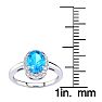 1 Carat Oval Shape Blue Topaz and Halo Diamond Ring In 14K White Gold Image-5