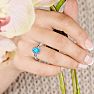1 Carat Oval Shape Blue Topaz and Halo Diamond Ring In 14K White Gold Image-6