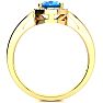 1 Carat Oval Shape Blue Topaz and Halo Diamond Ring In 14K Yellow Gold Image-3