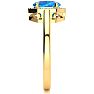 1 Carat Oval Shape Blue Topaz and Halo Diamond Ring In 14K Yellow Gold Image-4