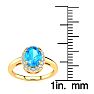 1 Carat Oval Shape Blue Topaz and Halo Diamond Ring In 14K Yellow Gold Image-5