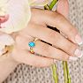1 Carat Oval Shape Blue Topaz and Halo Diamond Ring In 14K Yellow Gold Image-6
