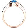 1 Carat Oval Shape Blue Topaz and Halo Diamond Ring In 14K Rose Gold Image-3