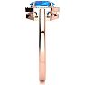 1 Carat Oval Shape Blue Topaz and Halo Diamond Ring In 14K Rose Gold Image-4