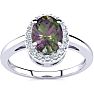 3/4 Carat Oval Shape Mystic Topaz Ring With Diamond Halo In 14 Karat White Gold Image-1