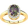 3/4 Carat Oval Shape Mystic Topaz Ring With Diamond Halo In 14 Karat Yellow Gold Image-1