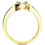 Aquamarine Ring: Aquamarine Jewelry: 1 Carat Oval Shape Aquamarine and Halo Diamond Ring In 14K Yellow Gold Image-3