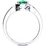 1 Carat Oval Shape Emerald and Halo Diamond Ring In 14K White Gold Image-3