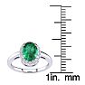 1 Carat Oval Shape Emerald and Halo Diamond Ring In 14K White Gold Image-5