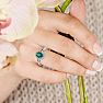1 Carat Oval Shape Emerald and Halo Diamond Ring In 14K White Gold Image-6