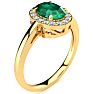 1 Carat Oval Shape Emerald and Halo Diamond Ring In 14K Yellow Gold Image-2