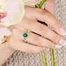 1 Carat Oval Shape Emerald and Halo Diamond Ring In 14K Yellow Gold Image-6