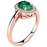 1 Carat Oval Shape Emerald and Halo Diamond Ring In 14K Rose Gold Image-2