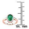 1 Carat Oval Shape Emerald and Halo Diamond Ring In 14K Rose Gold Image-5