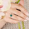 1 Carat Oval Shape Emerald and Halo Diamond Ring In 14K Rose Gold Image-6