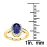 1 Carat Oval Shape Tanzanite and Halo Diamond Ring In 14K Yellow Gold Image-5