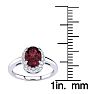 Garnet Ring: Garnet Jewelry: 1 Carat Oval Shape Garnet and Halo Diamond Ring In 14K White Gold Image-5