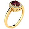 Garnet Ring: Garnet Jewelry: 1 Carat Oval Shape Garnet and Halo Diamond Ring In 14K Yellow Gold Image-2