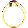 Garnet Ring: Garnet Jewelry: 1 Carat Oval Shape Garnet and Halo Diamond Ring In 14K Yellow Gold Image-3