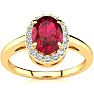 1 Carat Oval Shape Ruby and Halo Diamond Ring In 14K Yellow Gold Image-1
